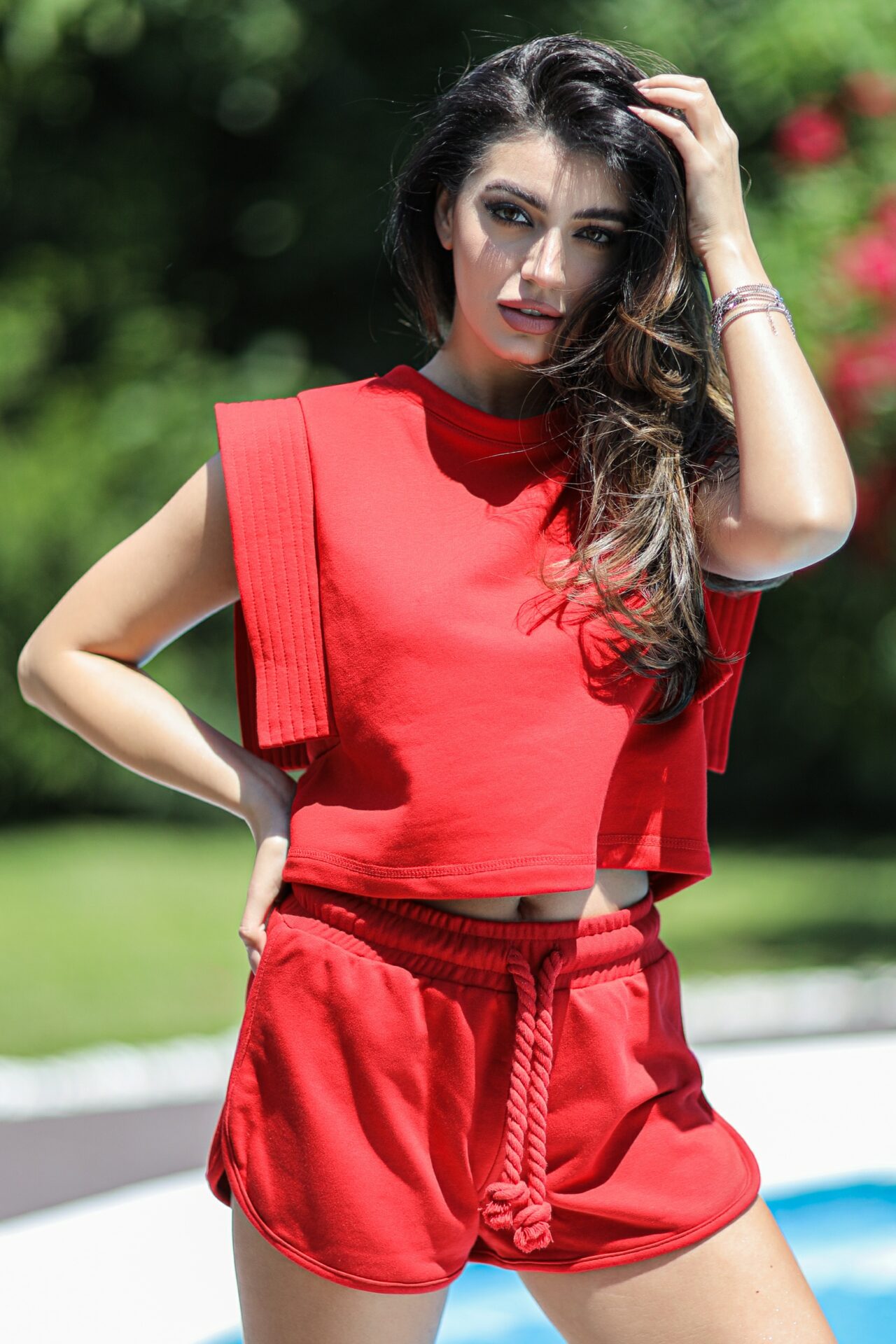 TRENING PANTALONI SCURTI TR48 ROSU | Fashion - Magazin online haine și rochii de